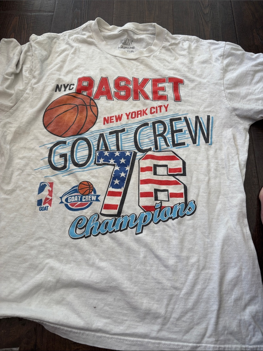 Crew NYC Basket 76 Champions White Graphic Tee